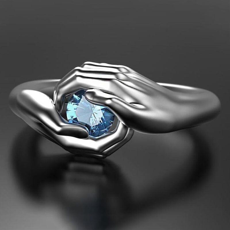 Embracing You With My Hands Round Cut Aquamarine RingRing
