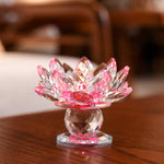 Crystal Glass Lotus Flower Candle HolderHealing Crystal