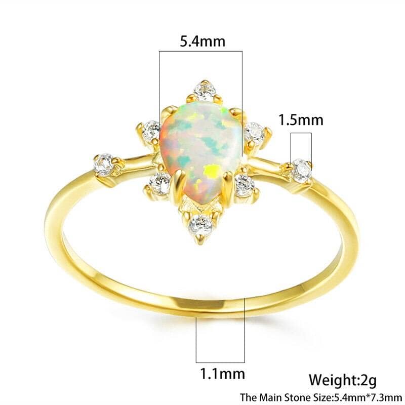 Princess Like White Opal Gold Ring - 925 Sterling SilverRing