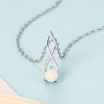 Infinity Twist Opal Pendant Necklace - 925 Sterling SilverNecklace