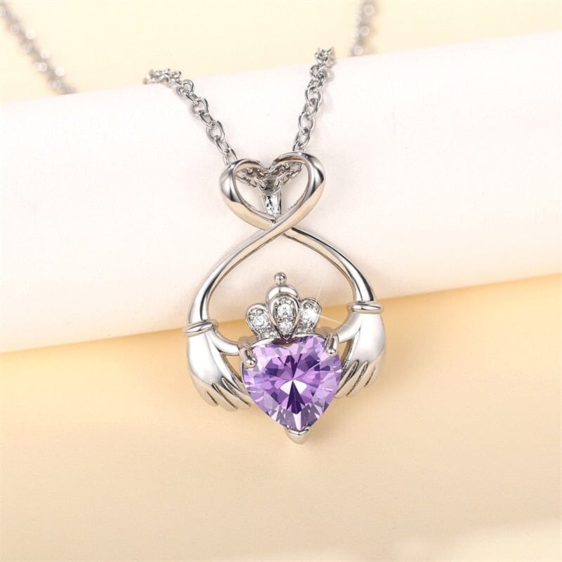 Charming Purple Hold My Heart CZ NecklaceNecklace