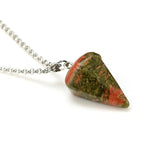Crystal Quartz Healing Amulet Pendulum NecklacePendulumFlower Greenstone
