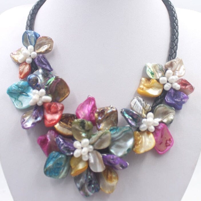 Colorful Puka Shell Pearl Bead NecklaceNecklace