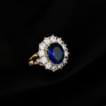 Luxury Sapphire Zircon Golden RingRing