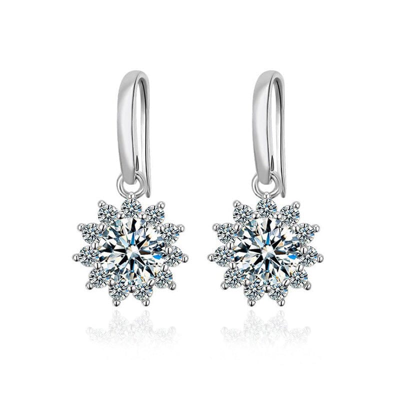 Diamond Snowflake Drop Earrings - 925 Sterling SilverEarrings1 carat each