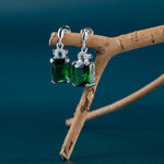 Uniquely Beautiful Square Emerald Earrings - 925 Sterling SilverEarrings