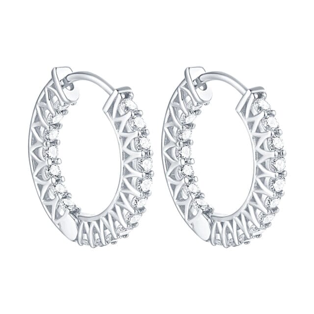 Party Fashion Diamond Hoop Earrings - 925 Sterling SilverEarringsSilver