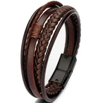 WWJD Fashion Classic Black Woven Leather Inlaid Cross Magnetic BraceletBracelet