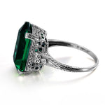 New Geometry Vintage Emerald Ring - 925 Sterling SilverRing