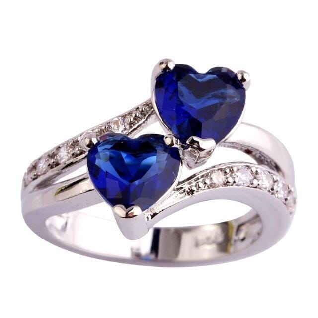 Blue Sapphire Heart Silver RingRing11Royal Blue