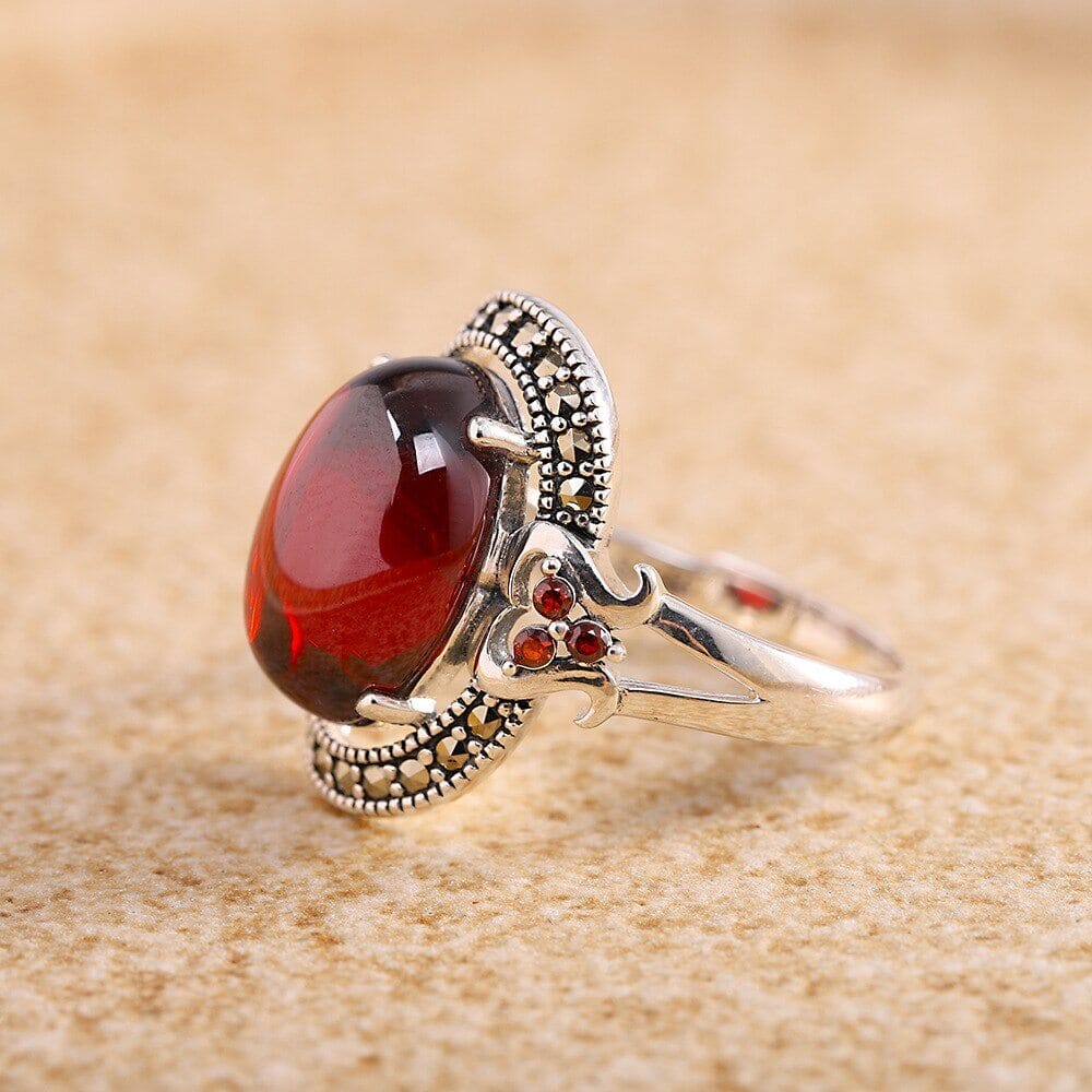 Popular Europe Style Ruby Resizeable Ring - 925 Sterling SilverRing
