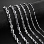Rope Stainless Steel Chain NecklaceChain2 mm Silver55cm