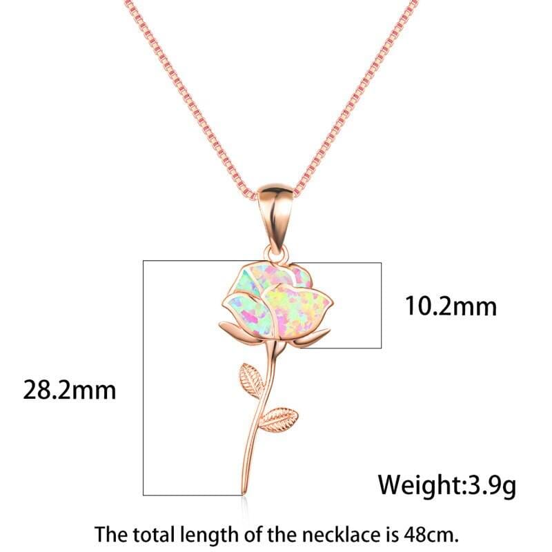 Charm Rose Opal Pendant Necklace - Rose GoldNecklace