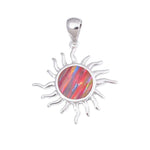 Starburst Orange Blue Fire Opal Pendant NecklaceNecklace