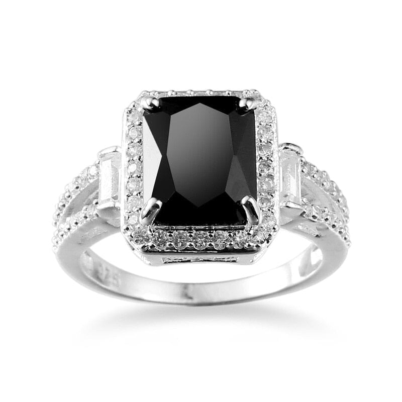 Charm Black Onyx Zircon Stone Ring - 925 Sterling SilverRing8