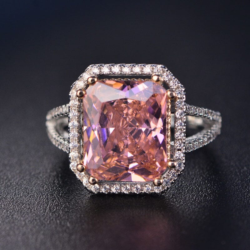 Pink Quartz Geometric Ring - 925 Sterling SilverRing