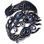Peacock Crystal Rhinestone Bangle Cuff JewelryJewelry SetDark Blue