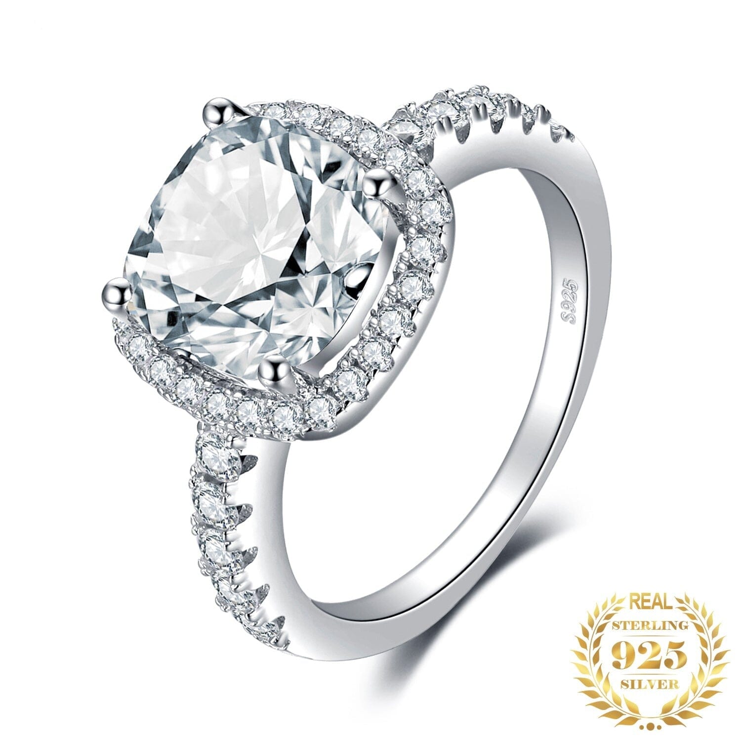 Princess Cut Halo Diamond Ring - 925 Sterling SilverRing5.5