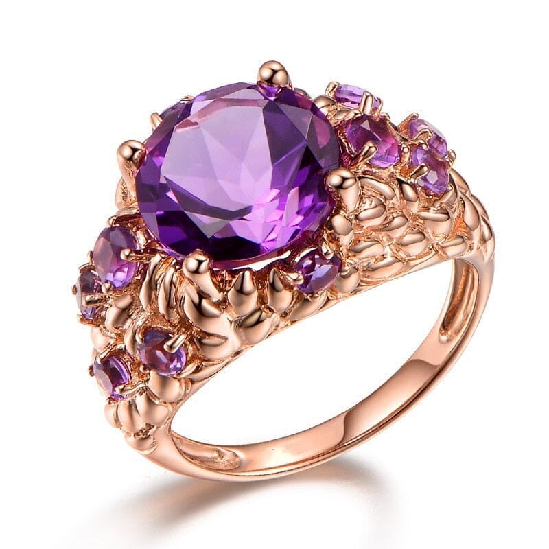 Ornament Fashion Amethyst Gemstone Rose Gold RingRing6
