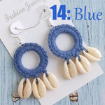 Fashion Boho Beach Puka Shell Crochet EarringsEarringsblue