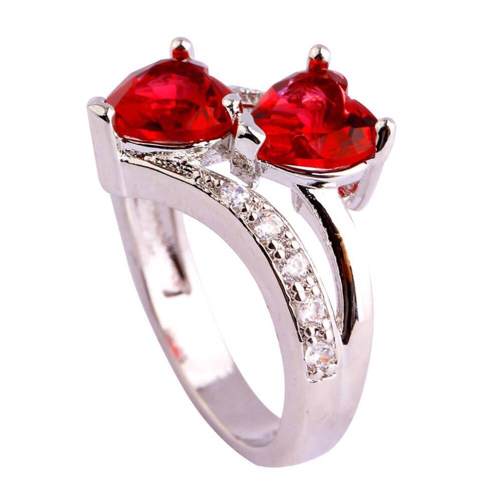 Red Ruby Spinel Double Heart Design RingRing