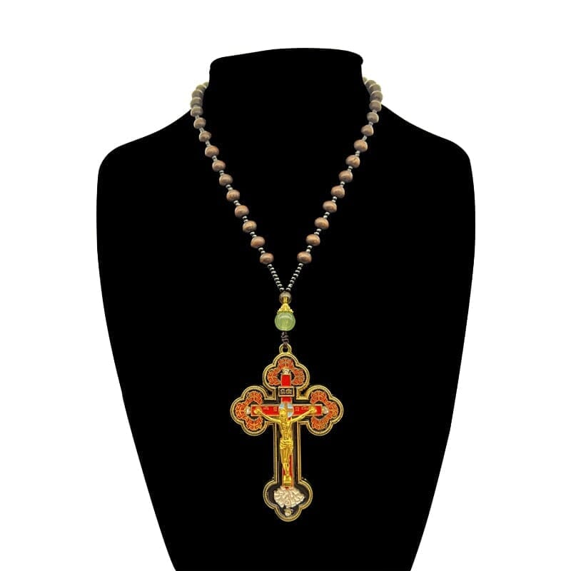 Crucifix Wood Cross WWJD NecklaceNecklaceGold17.72 inches