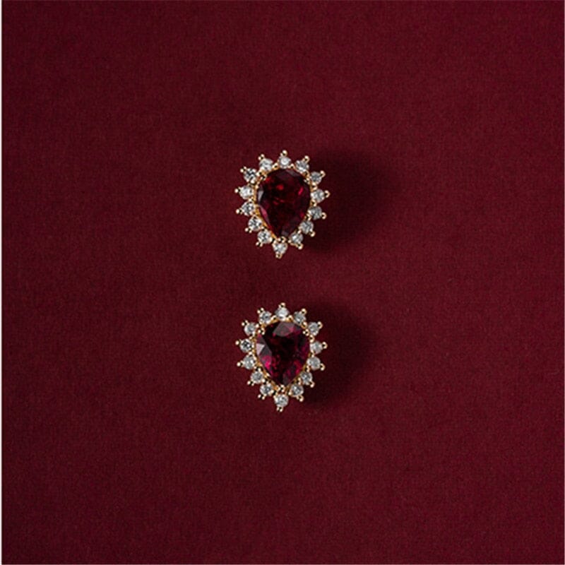 Korean Temperament Ruby Earrings - 925 Sterling SilverEarrings