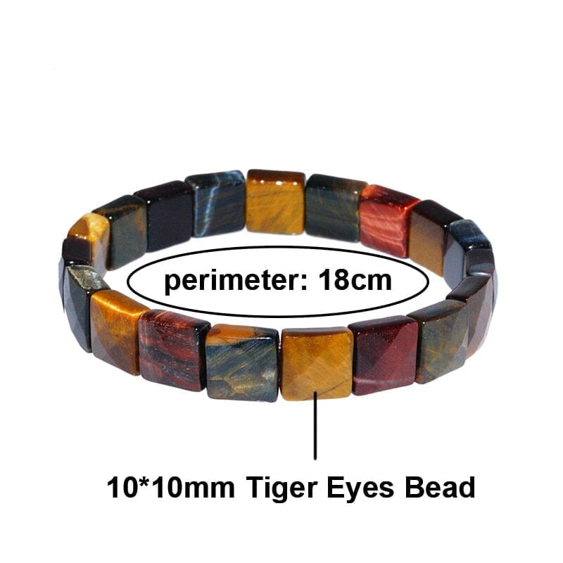 Square Colorful Tiger Eye Natural Stone Bead BraceletBracelet