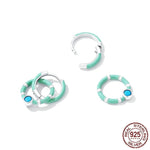 Summer Fashion Turquoise Double Ring Hoop Earring - 925 Sterling SilverEarrings