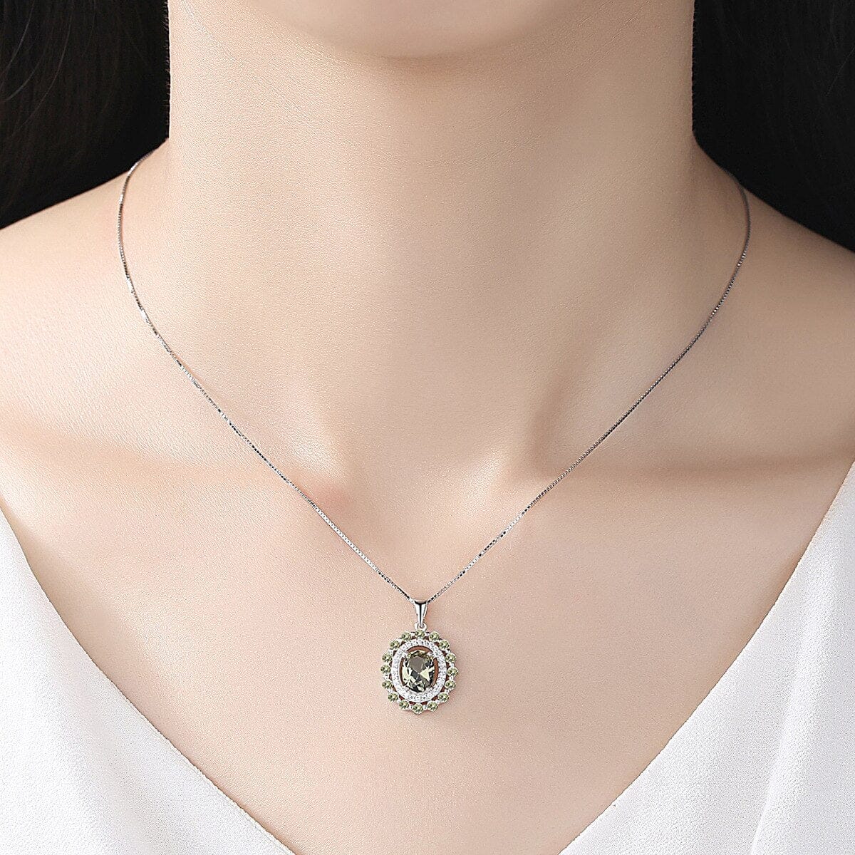 Luxury 6*8mm Peridot Pendant Necklace - S925 Solid SilverNecklace