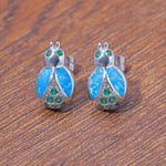 Lovely Cute Bug Blue Fire Opal Jewelry Stud EarringsEarrings