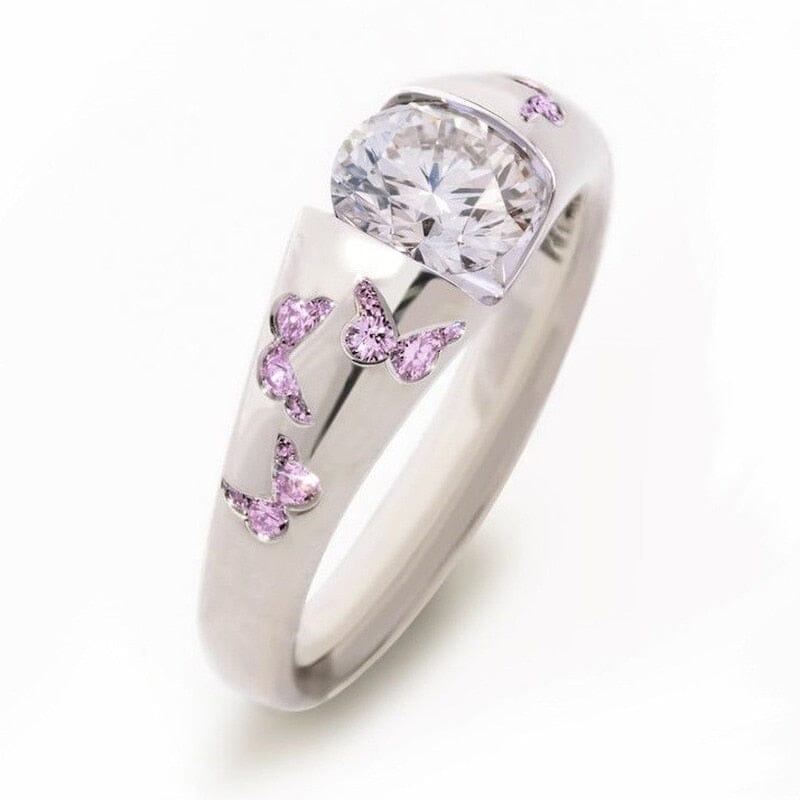 Creative Fashion Butterfly Amethyst RingRing5silver