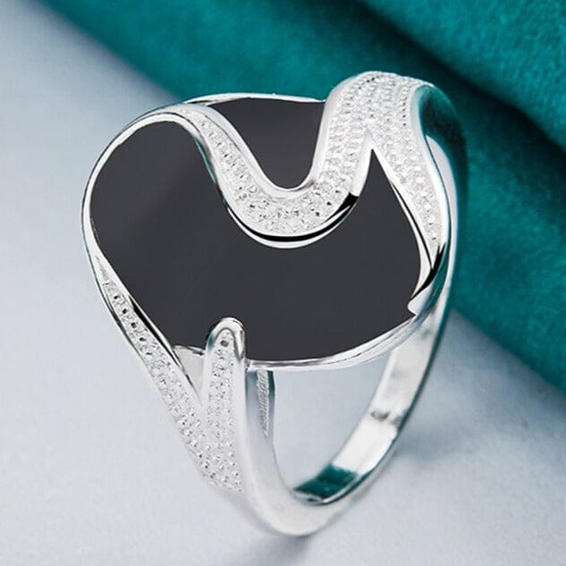 Party Charm CZ Black Onyx Ring - 925 Sterling SilverRing