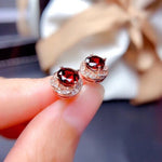 Cutest Garnet Stud Earrings - 925 Sterling SilverEarrings