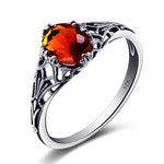 Vintage Brown Amber Stone Ring - 925 Sterling SilverRing9
