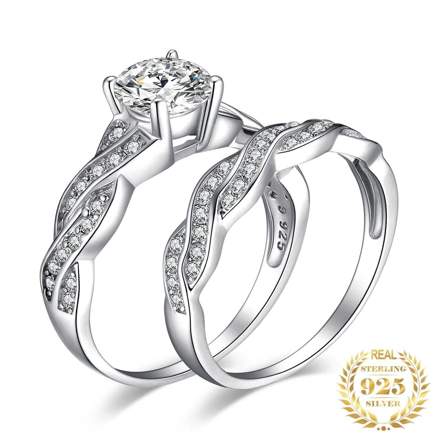Love Knot Diamond Promise Ring Set - 925 Sterling SilverRing4