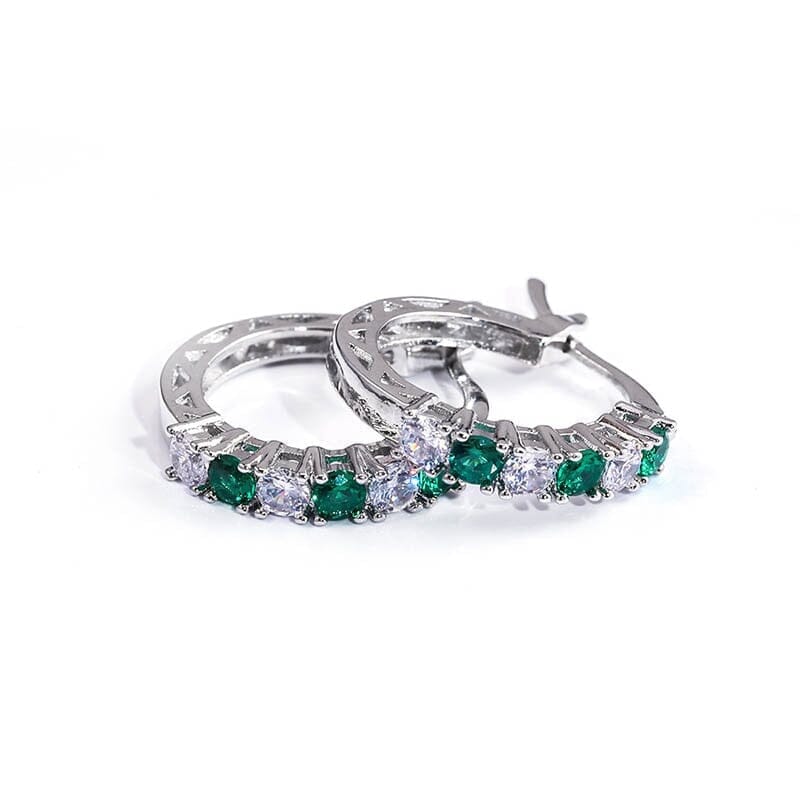Silver Love Sapphire Emerald Amethyst Ruby EarringsEarringsgreen