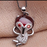 Elephant Fish Fox Crab Garnet Pendant Necklace - 925 Sterling SilverNecklace