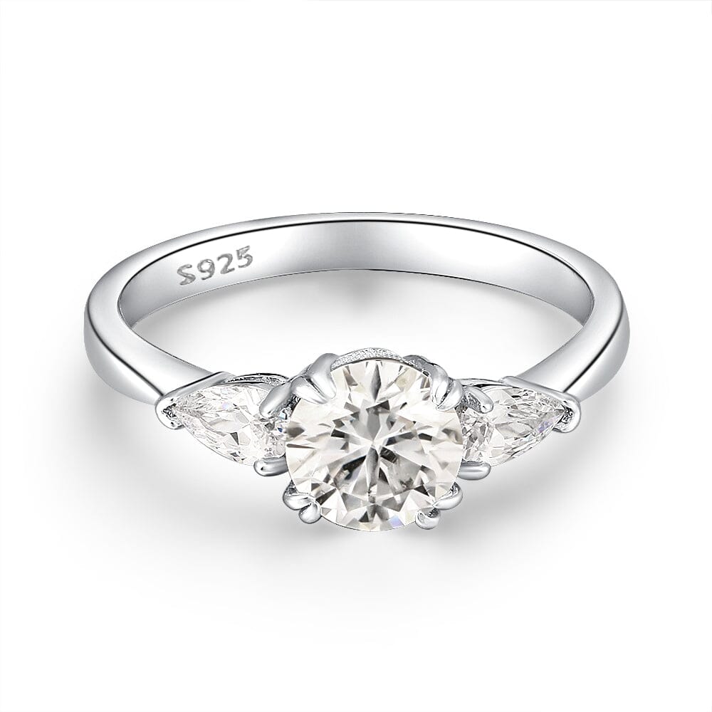 Round Diamond Solitaire Ring - 925 Sterling SilverRing