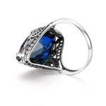 Huge Elegant Emerald Ruby Sapphire Ring - 925 Sterling SilverRing