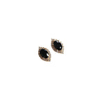 Black French Agate Stud Earrings - 925 Sterling SilverEarrings