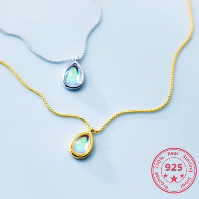 Fashion Sweet Beautiful Waterdrop Opal Pendant Necklace - 925 Sterling SilverNecklace