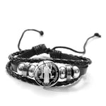 St. Benedict WWJD Medal Leather BraceletBraceletStyle 7