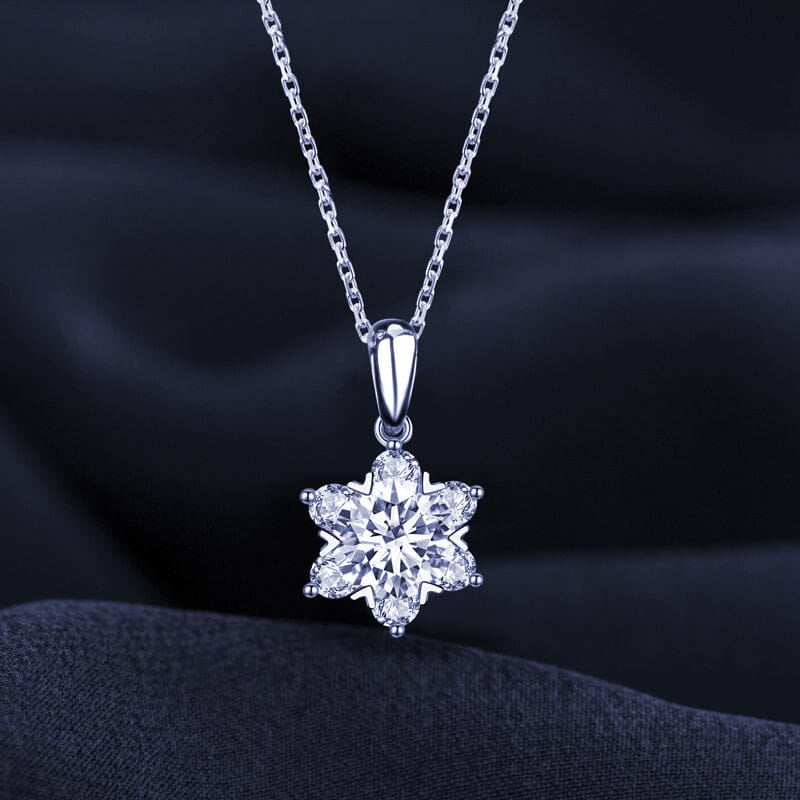 Diamond Snowflake Pendant Necklace - 925 Sterling SilverNecklace