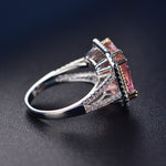Pink Quartz Geometric Ring - 925 Sterling SilverRing