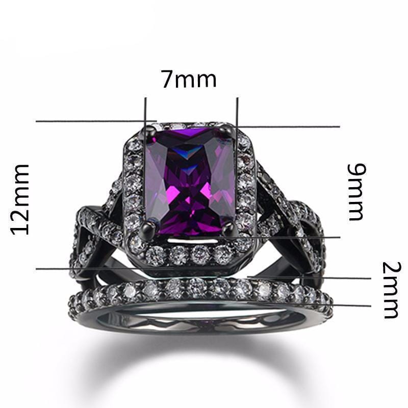 Luxurious Black Gun Plated Amethyst RingRing