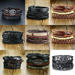 4Pcs/Set Braided Wrap Leather Bracelets for MenBracelet