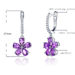 African Amethyst Flower Drop Earrings - 925 Sterling SilverEarrings