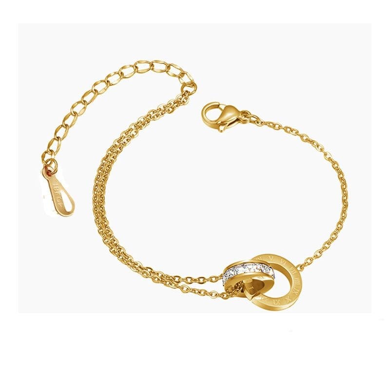 Fashion Heart With Circle Crystal Anklet Leg ChainNecklaceGold