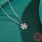 Sparkling Lucky Flower Sapphire Pendant Necklace - 925 Sterling SilverNecklace